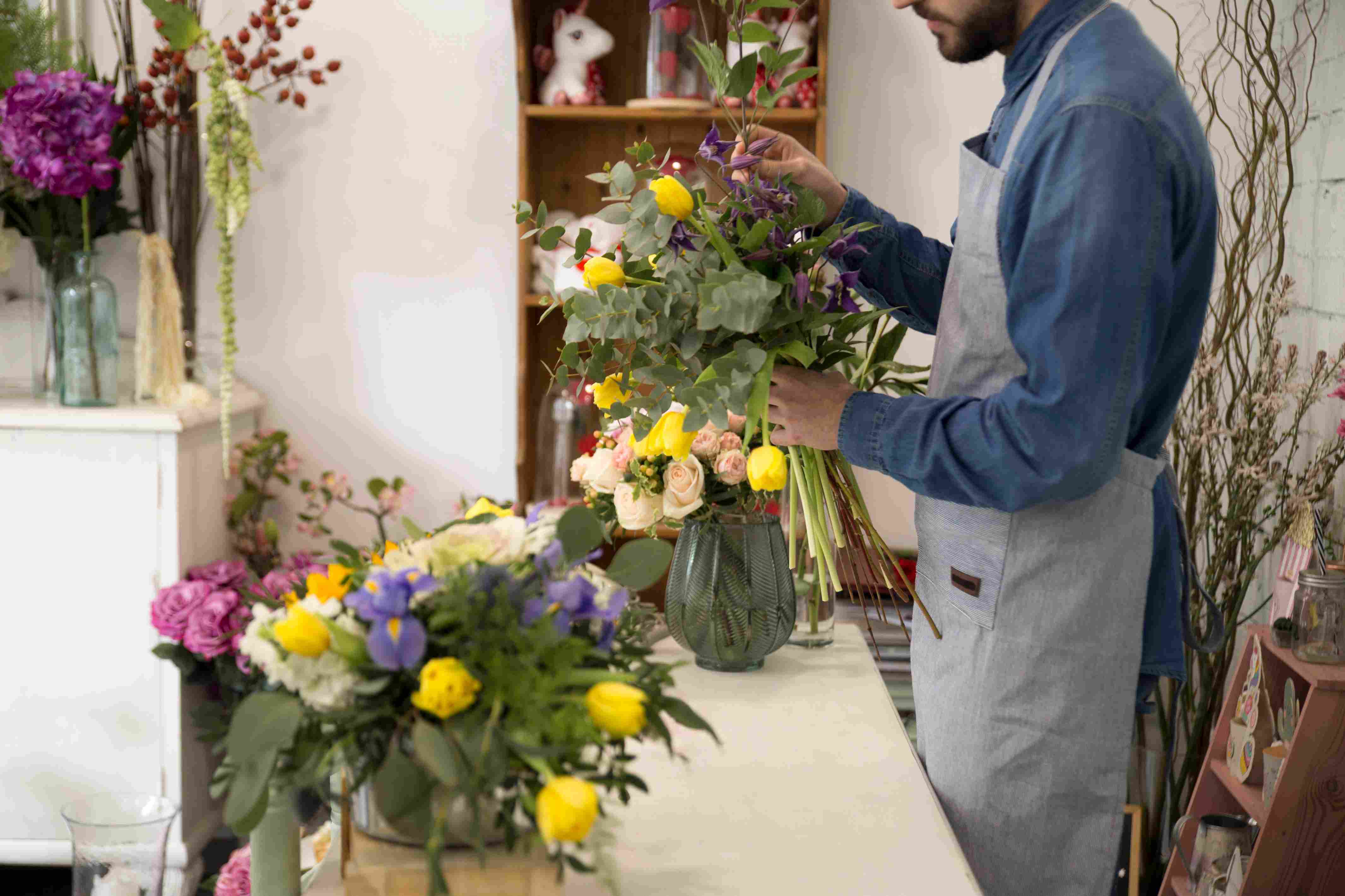 About page floral editorial studio concept with elegant arrangement