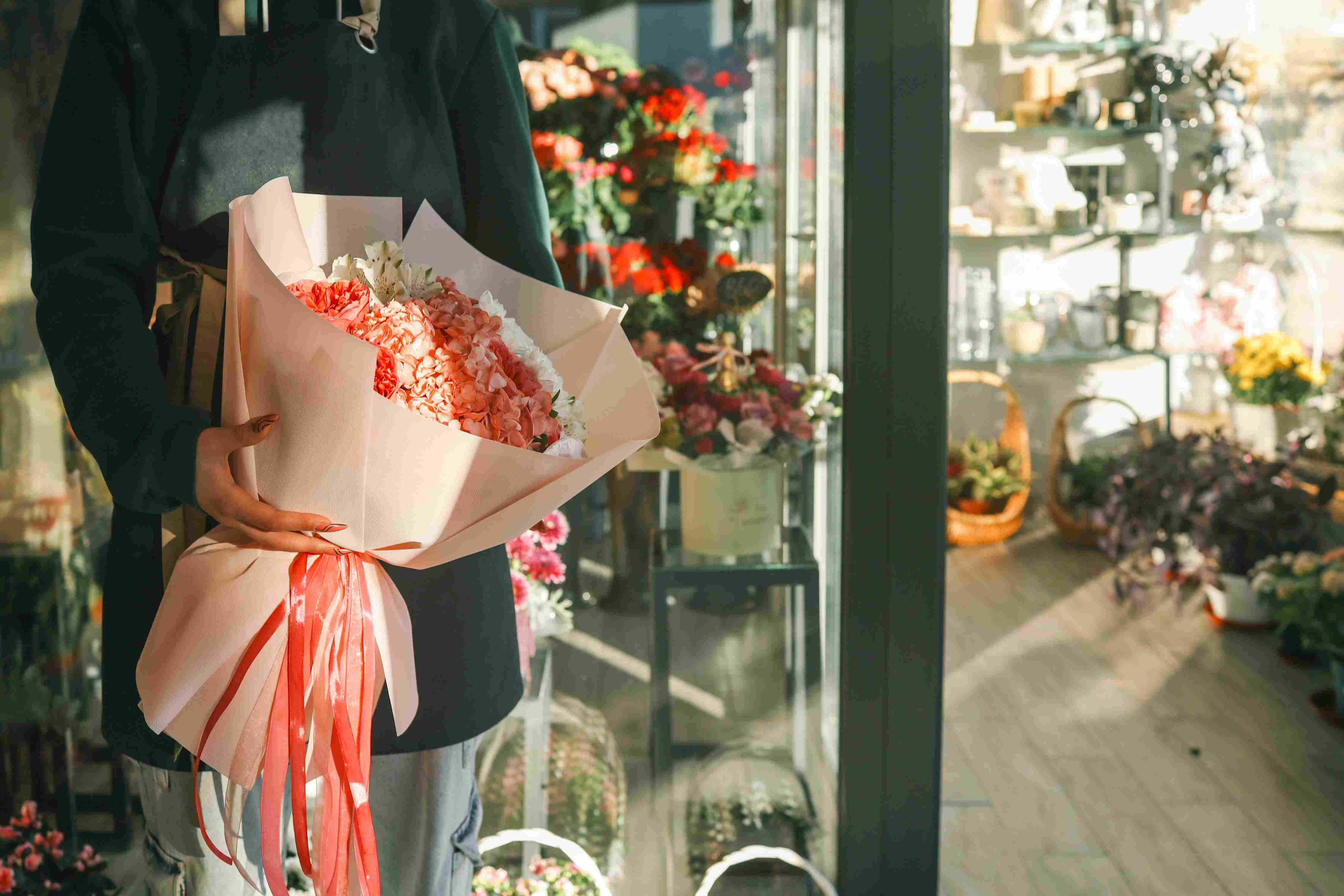 Anniversary flowers in soft pink and white palette